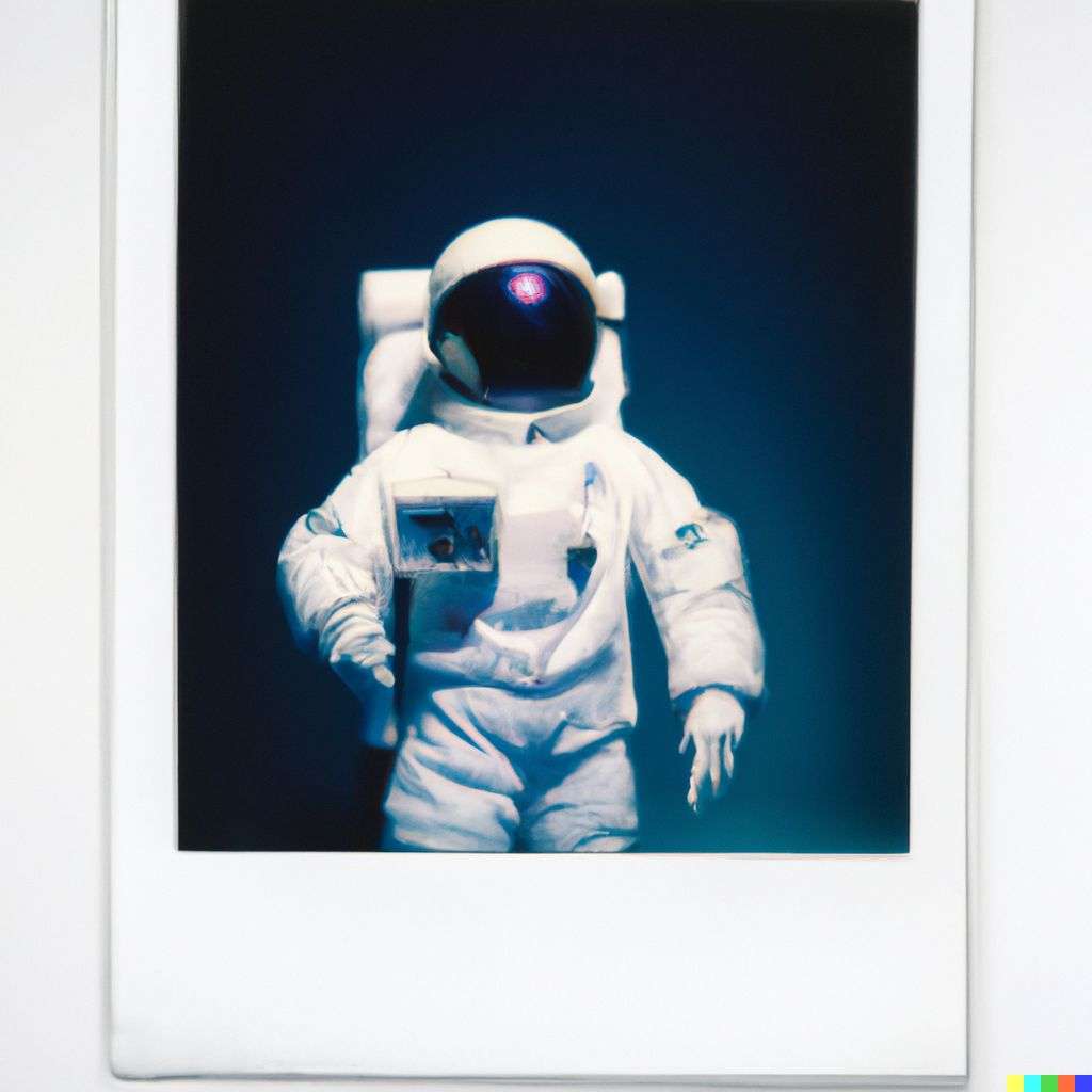 an astronaut, photograph, Polaroid